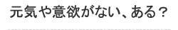 元気や意欲がない、ある？