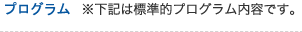 プログラム　※下記は標準的プログラム内容です。