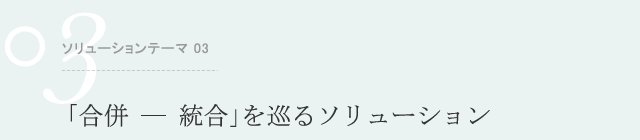 ソリューションテーマ.03 「合併 ― 統合」を巡るソリューション